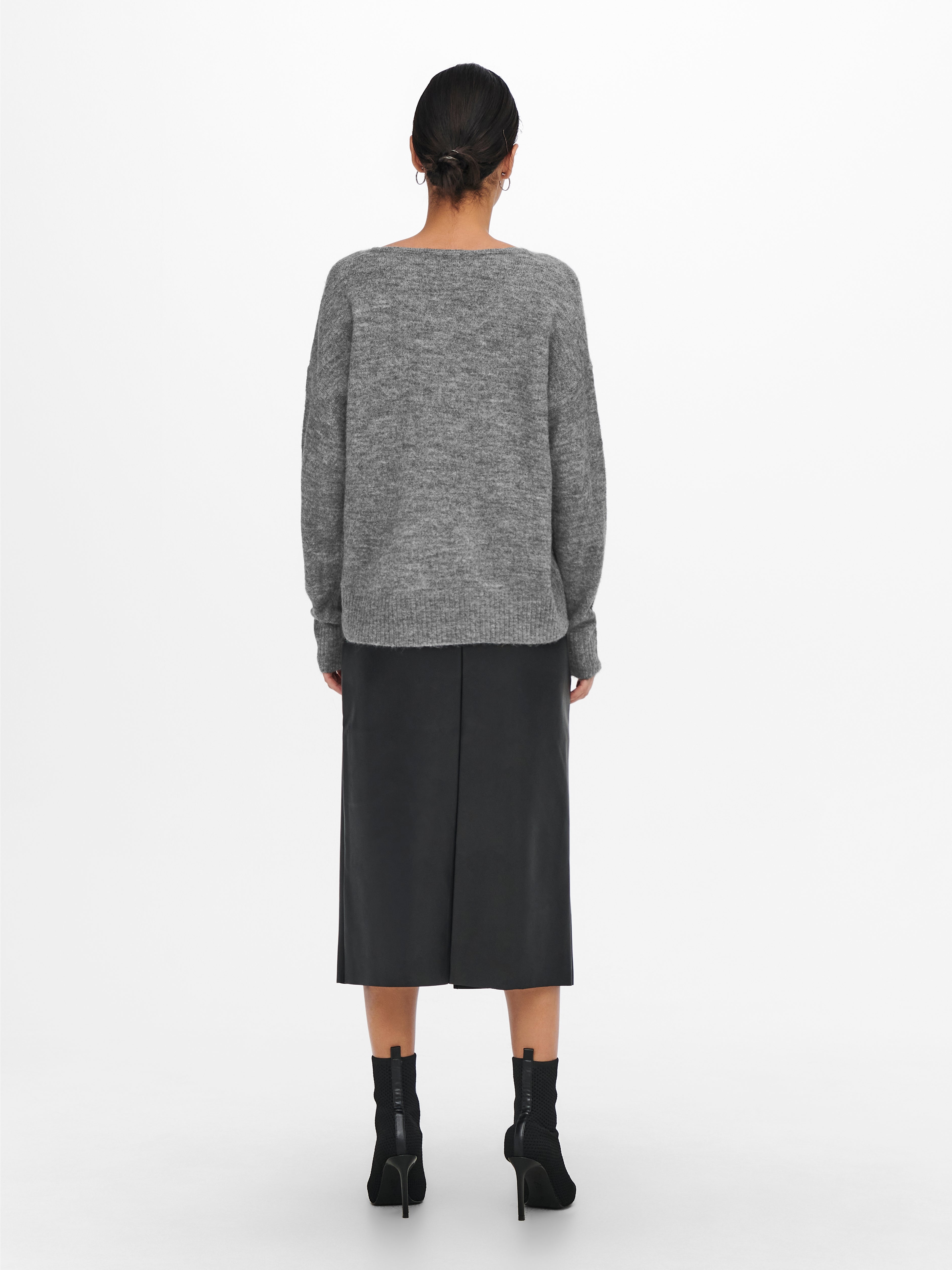 JDYELANORA Strickpullover Dark Grey Melange