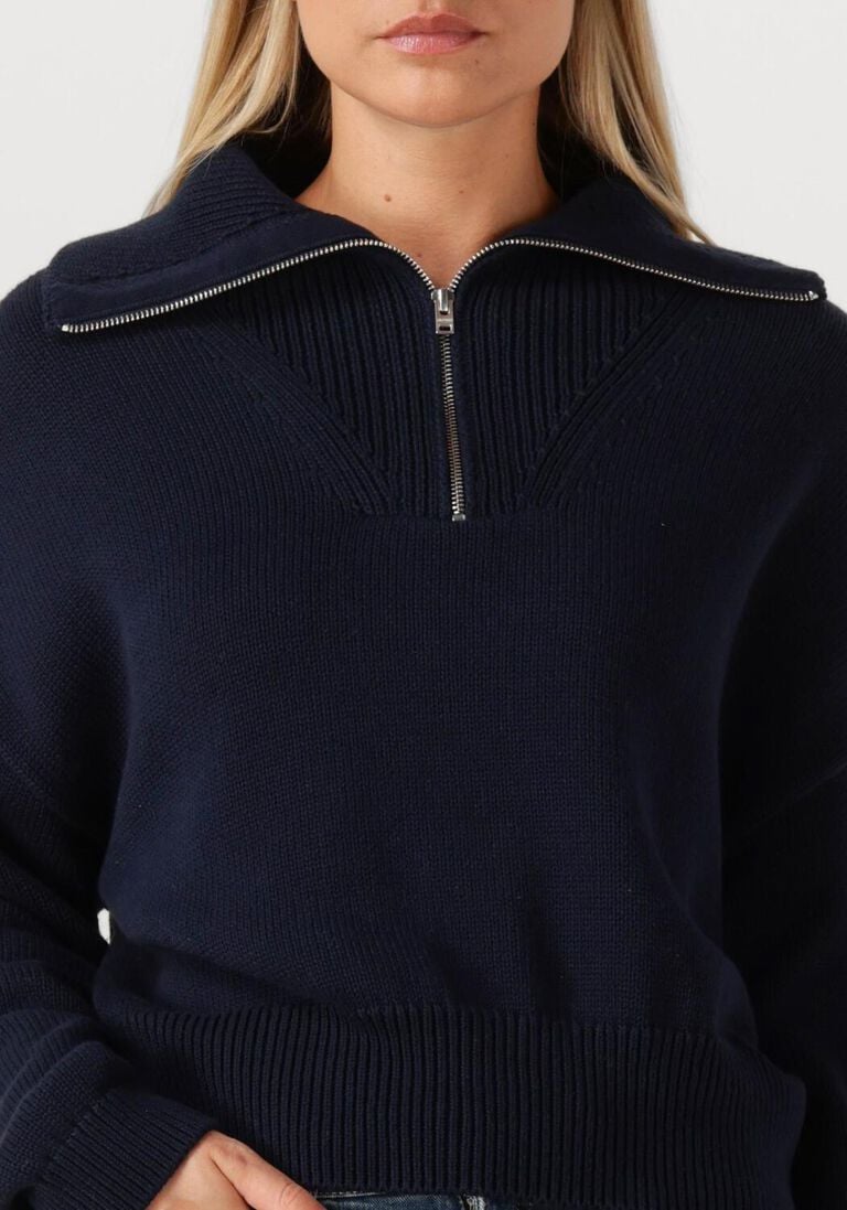 donkerblauwe closed vest cropped troyer