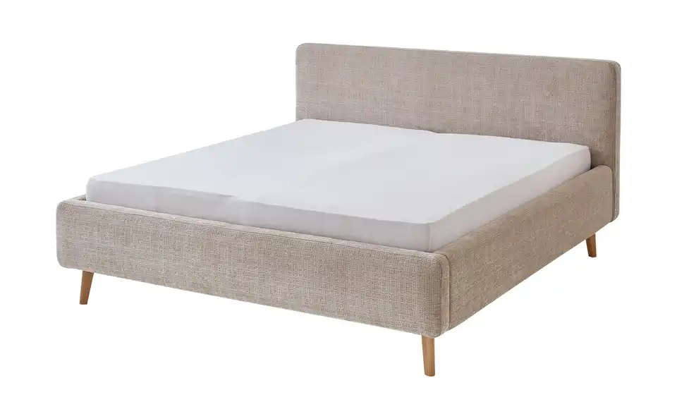 Polsterbettgestell Mattis Beige Bouclé 160 cm ohne Bettkasten