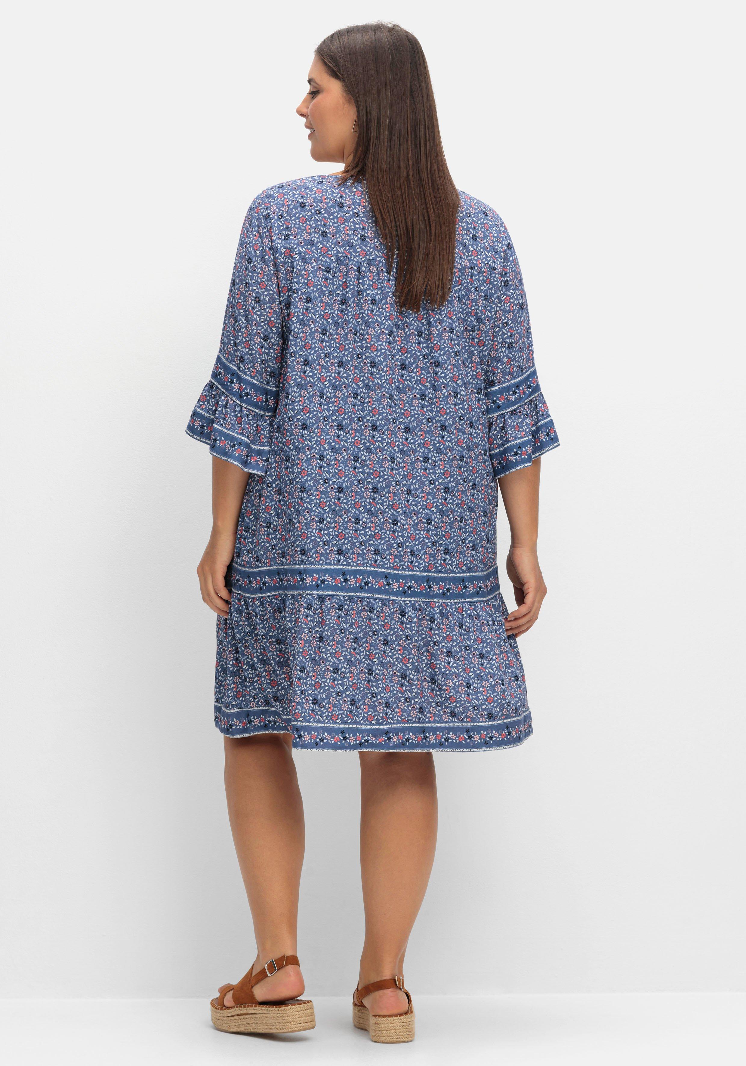 Kurzes Tunikakleid mit Blumen-Alloverprint