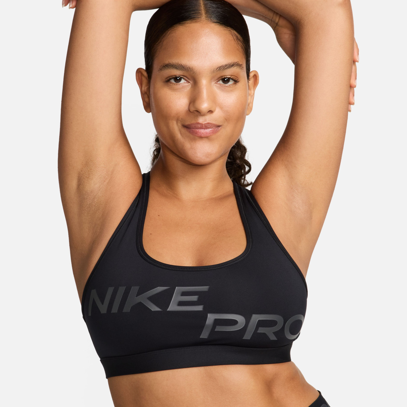 Nike Pro Swoosh Light-Support Sport Beha Dames Zwart Grijs