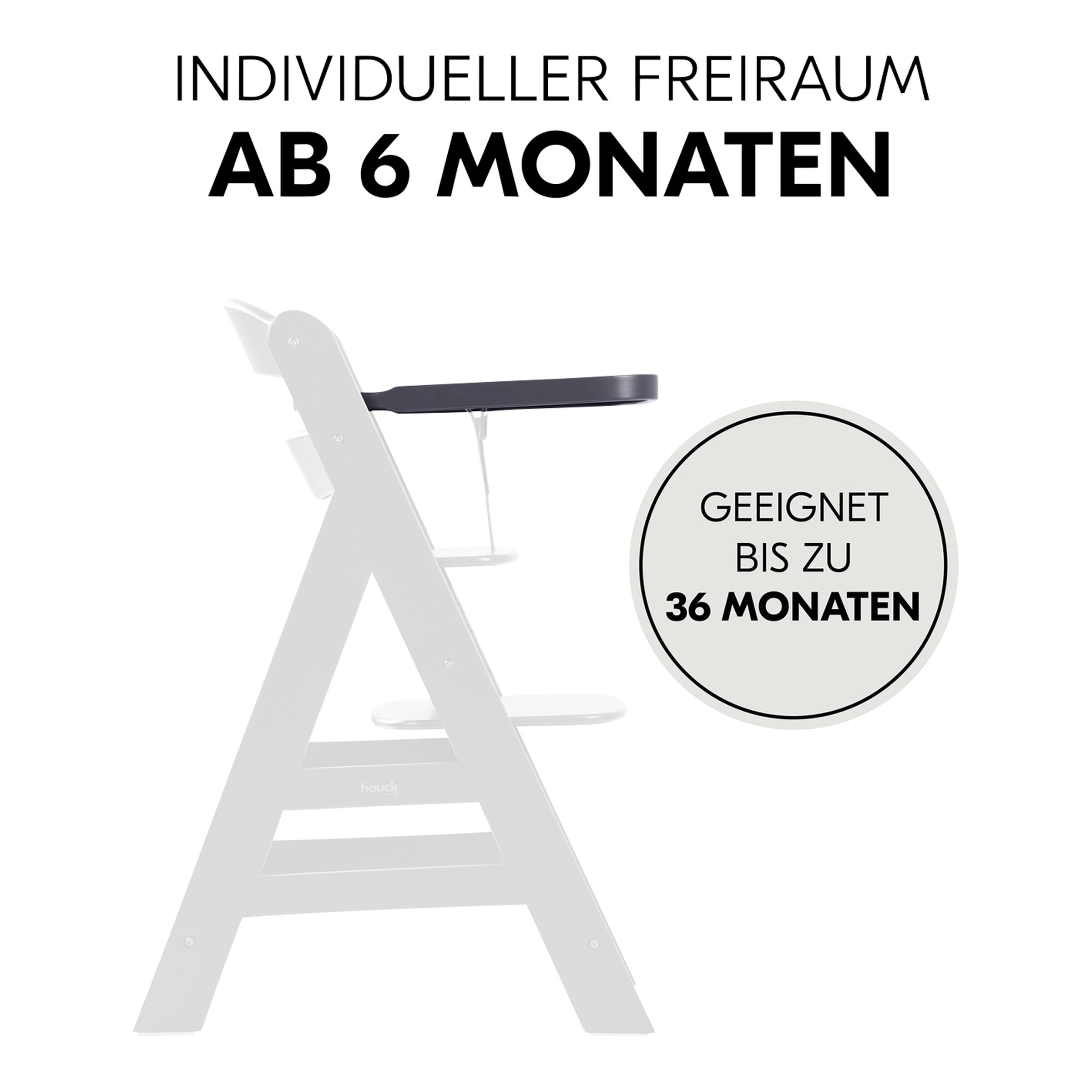 Hauck Hochstuhltisch Alpha Wooden Tray dark grey