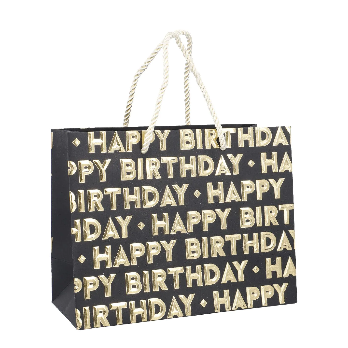 Geschenktüte Happy Birthday, schwarz