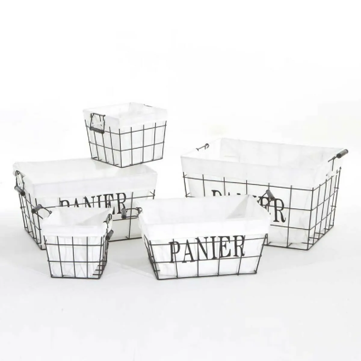 Lot de 5 Paniers Rectangulaires Welcome - Noir/Blanc