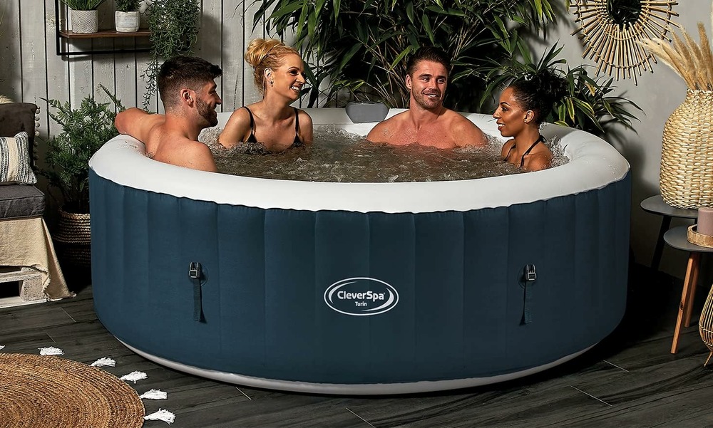 Spa gonflable 6 places rond - cleverspa modèle turin - diamètre : 208 cm - filtre et bâche inclus