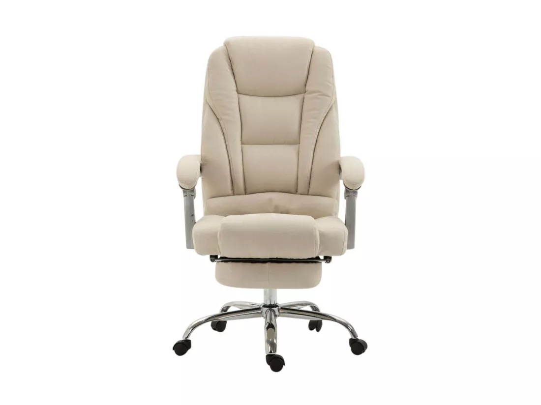 Chaise de bureau - Tissu & Métal chromé - Crème - Pacific
