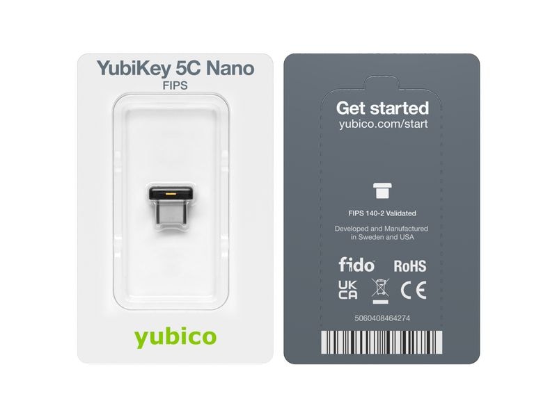 Yubico YubiKey 5C Nano FIPS FW 5.4 USB-C, 1 Stück YubiKey 5 Nano FIPS