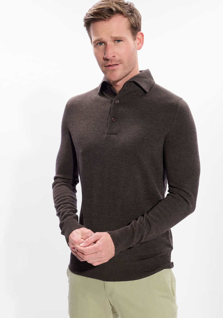 bruine leurink knit polo polo hidden button down
