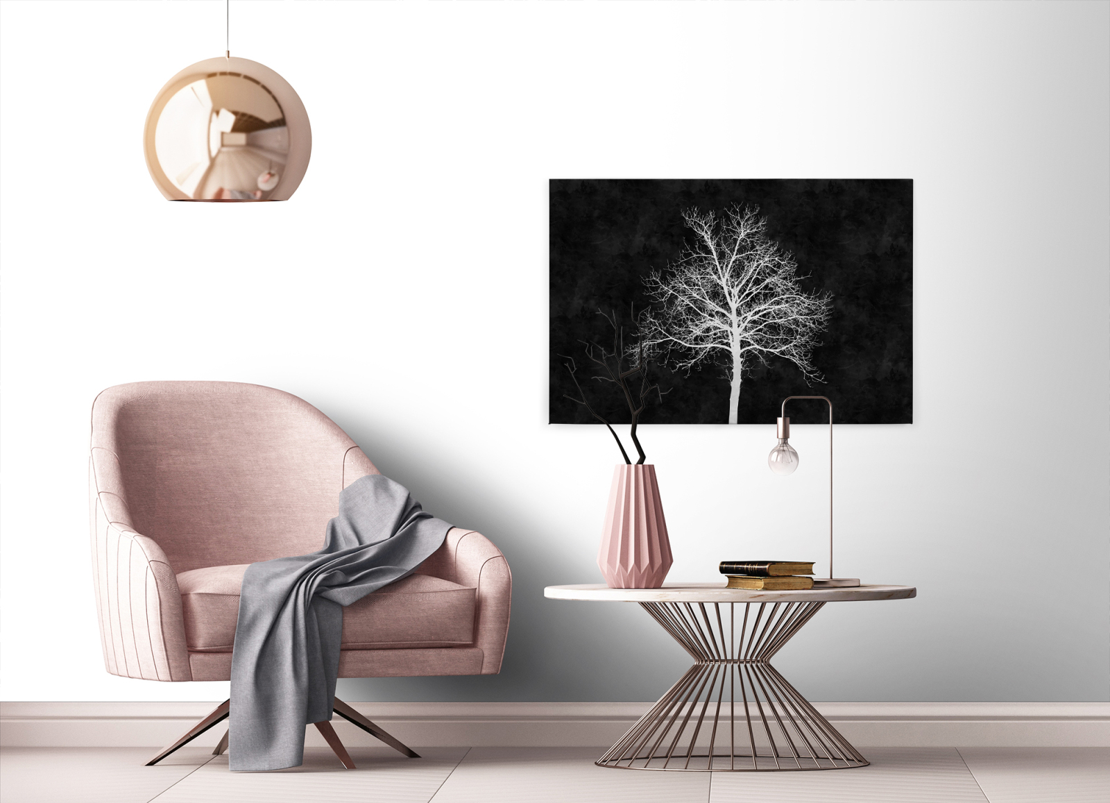 Leinwandbild BAUM - schwarz-weiß - 90x60 cm