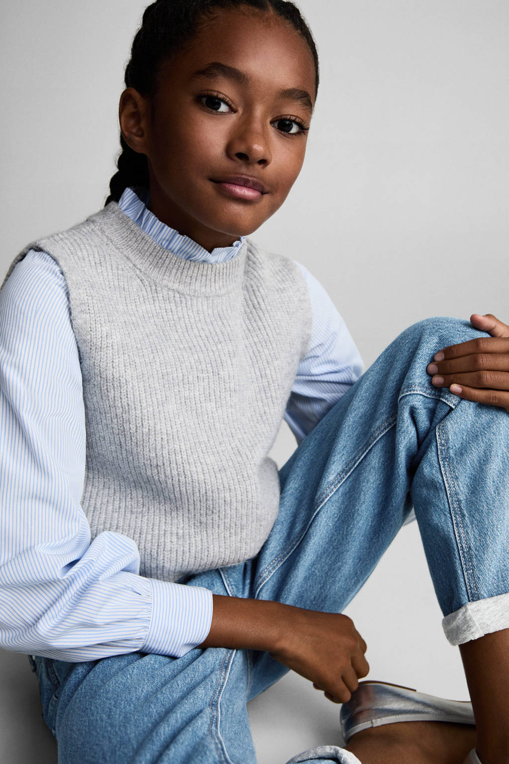 Mango Kids high waist mom jeans blauw
