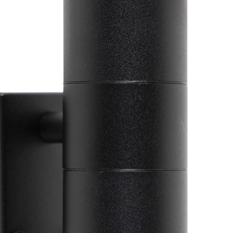 Buitenwandlamp zwart 2-lichts met bewegingssensor IP44 - Duo