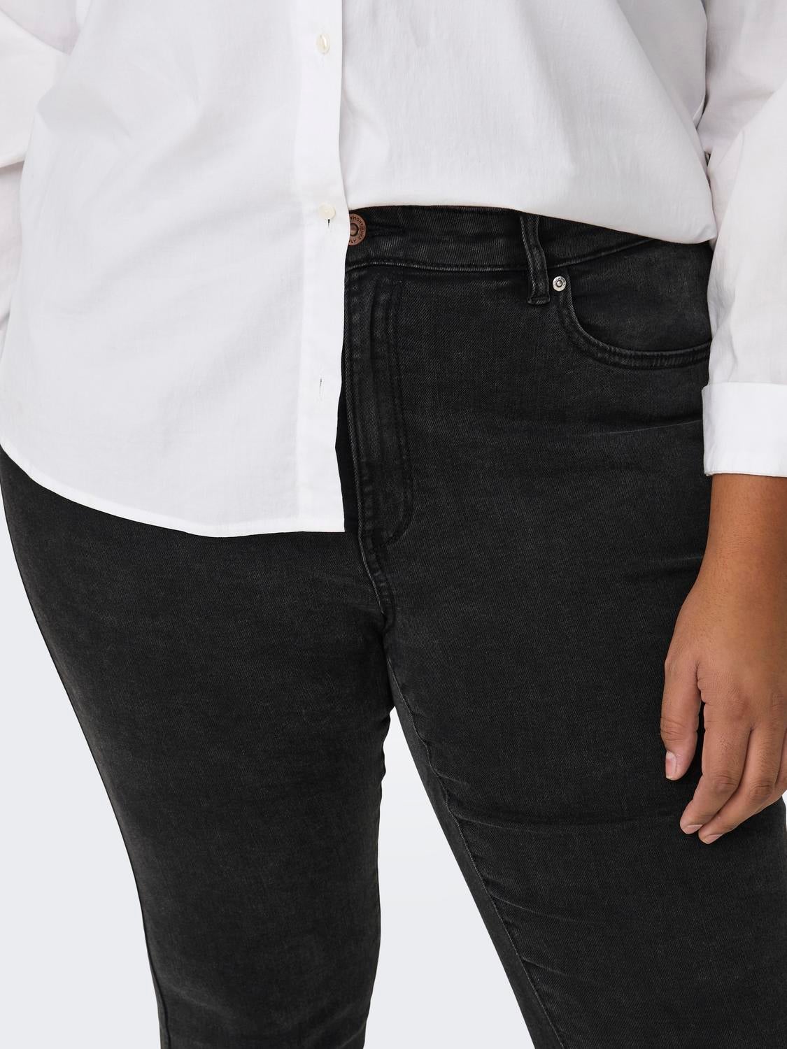 CARROSE Hohe Taille Skinny Fit Jeans Washed Black