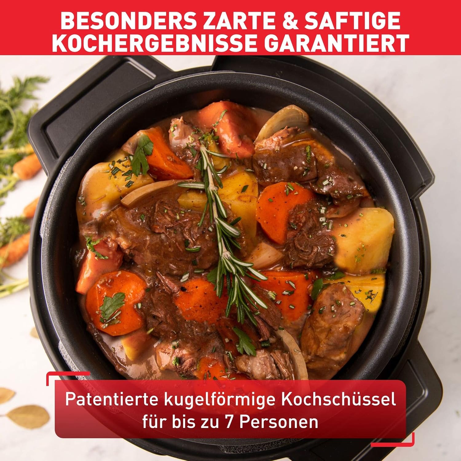 Tefal CY7788 Turbo Cuisine & Fry Multikocher, Schnellkochtopf & Heißluftfritteuse, 14 automatische Kochprogramme, Extra Crisp Deckel, vielseitig, 7,6 L Kapazität, inkl. Rezeptheft & Rezepte-App