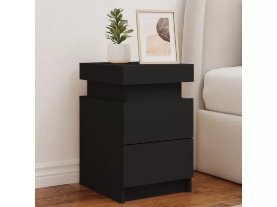 Table de chevet avec lumières LED noir 35x39x55 cm