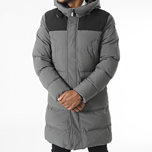 Doudoune Capuche Longue Gris Anthracite
