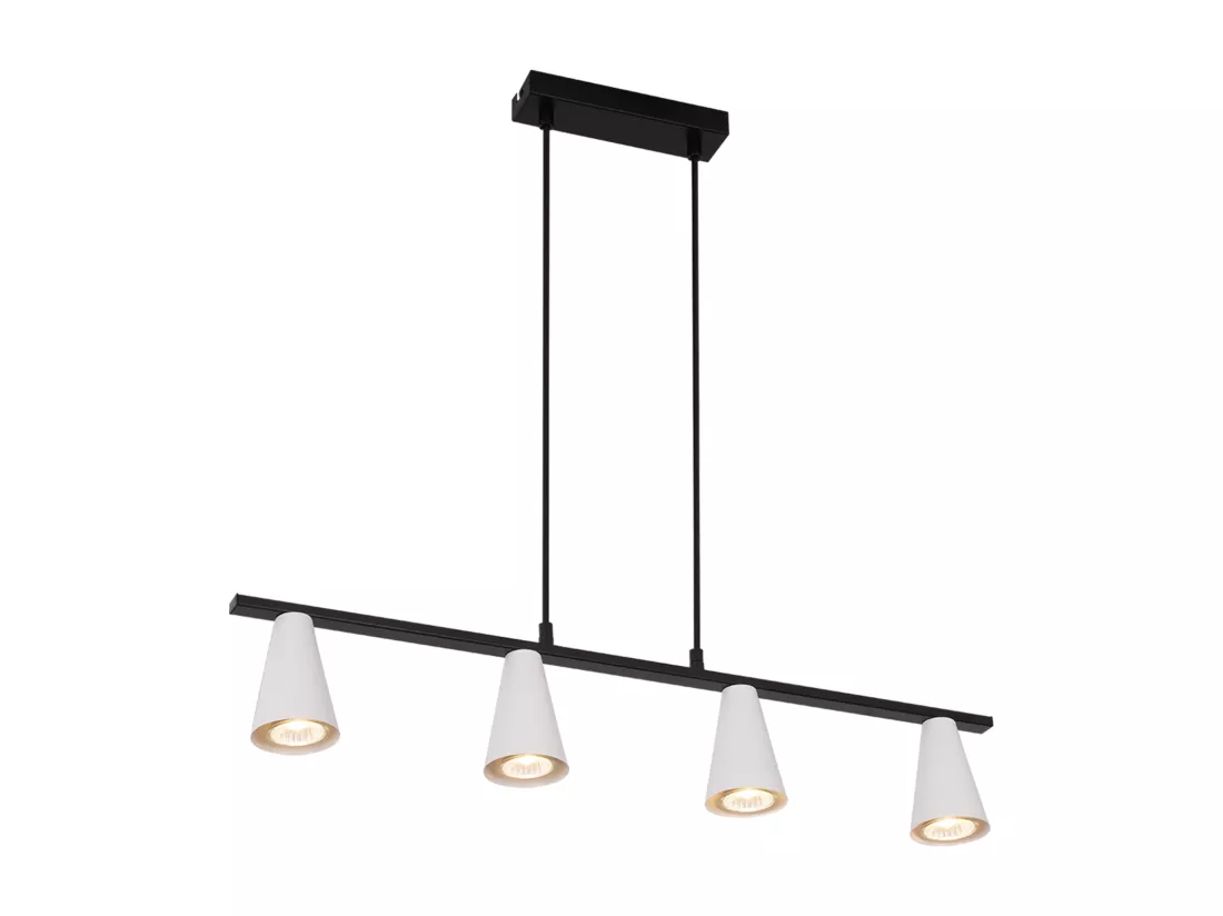 NETTLIFE Lampe suspendue table à manger lampe de table à manger 4 ampoules en métal blanc GU10 noir industriel sans ampoule