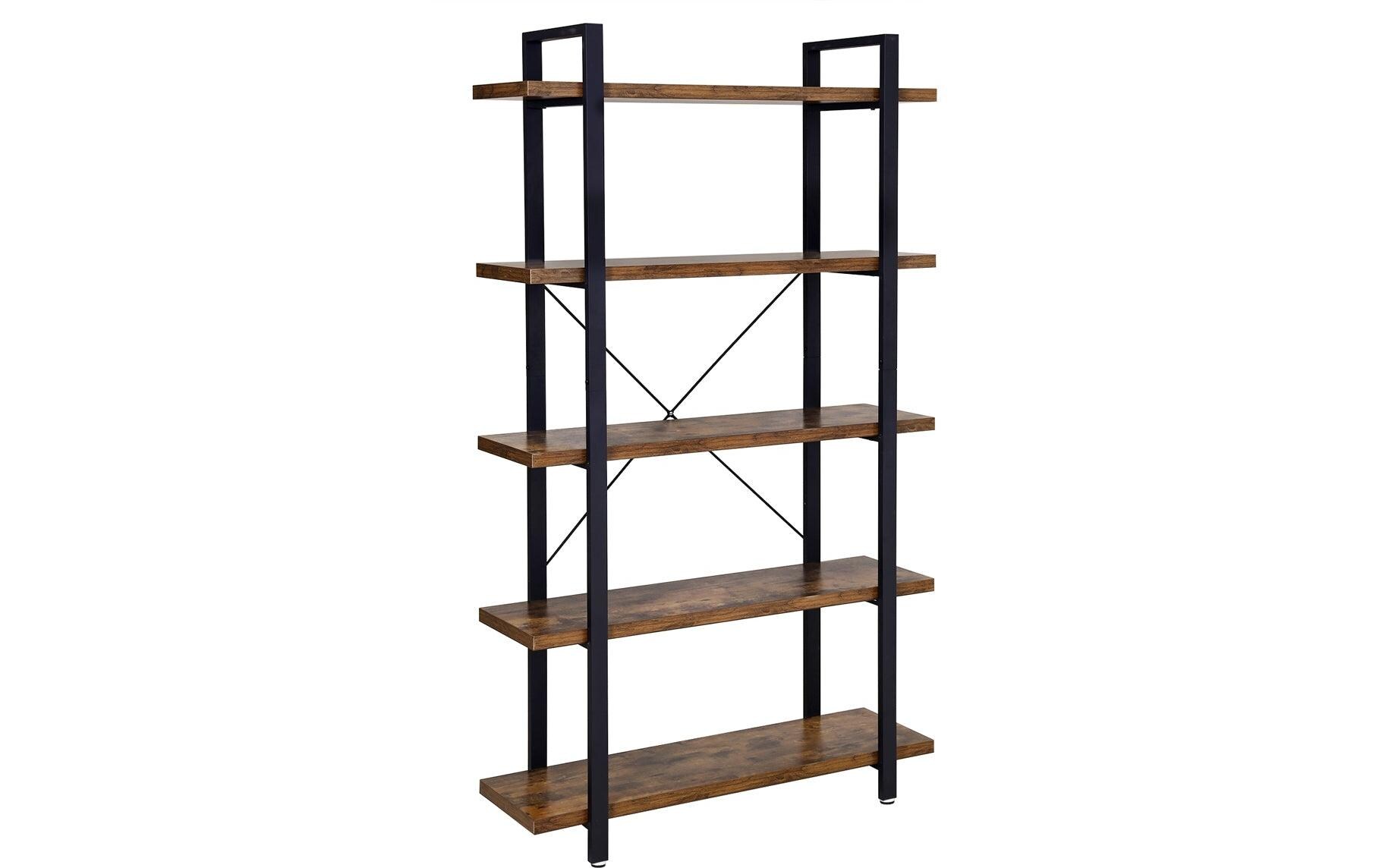 Regal mit 5 Ebenen 105 x 177.5 cm, Braun/Schwarz<br>Leiterregal mit Metallgestell