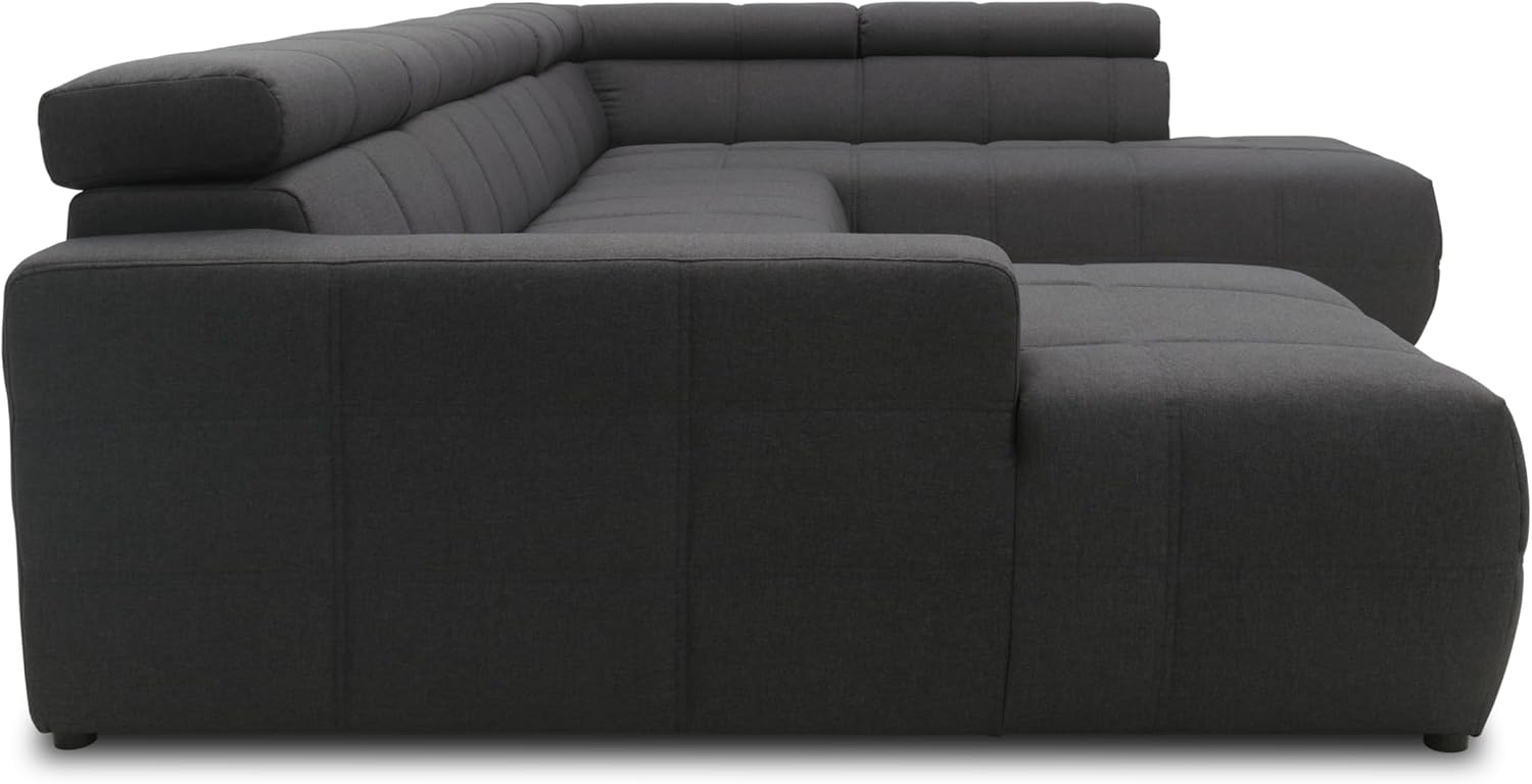 DOMO. collection Sofa Brandon, Wohnlandschaft mit Rückenfunktion und Sitztiefenverstellung Couch in U-Form, Polstergarnitur 359 x 228 x 80 cm (BxTxH), dunkelgrau