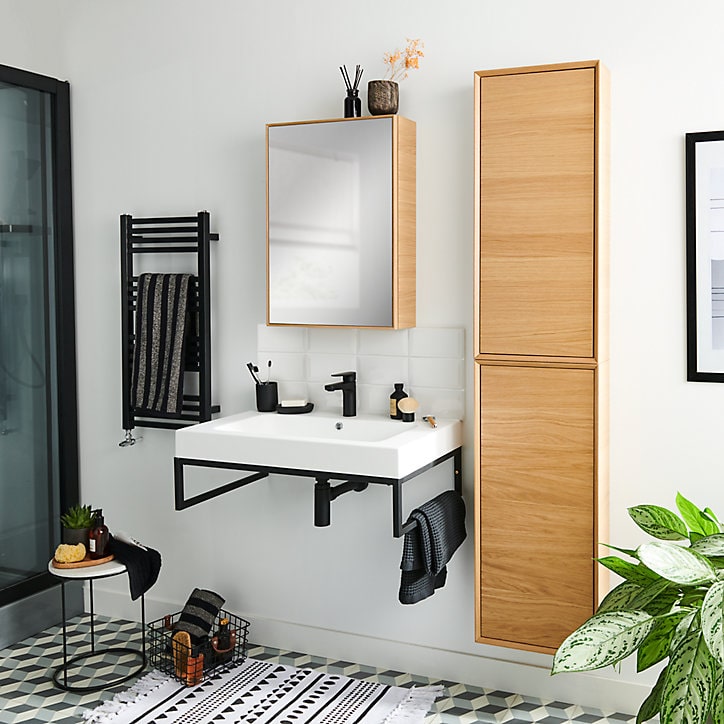 Équerre porte-serviettes pour vasque GoodHome Duala métal noir 60 cm