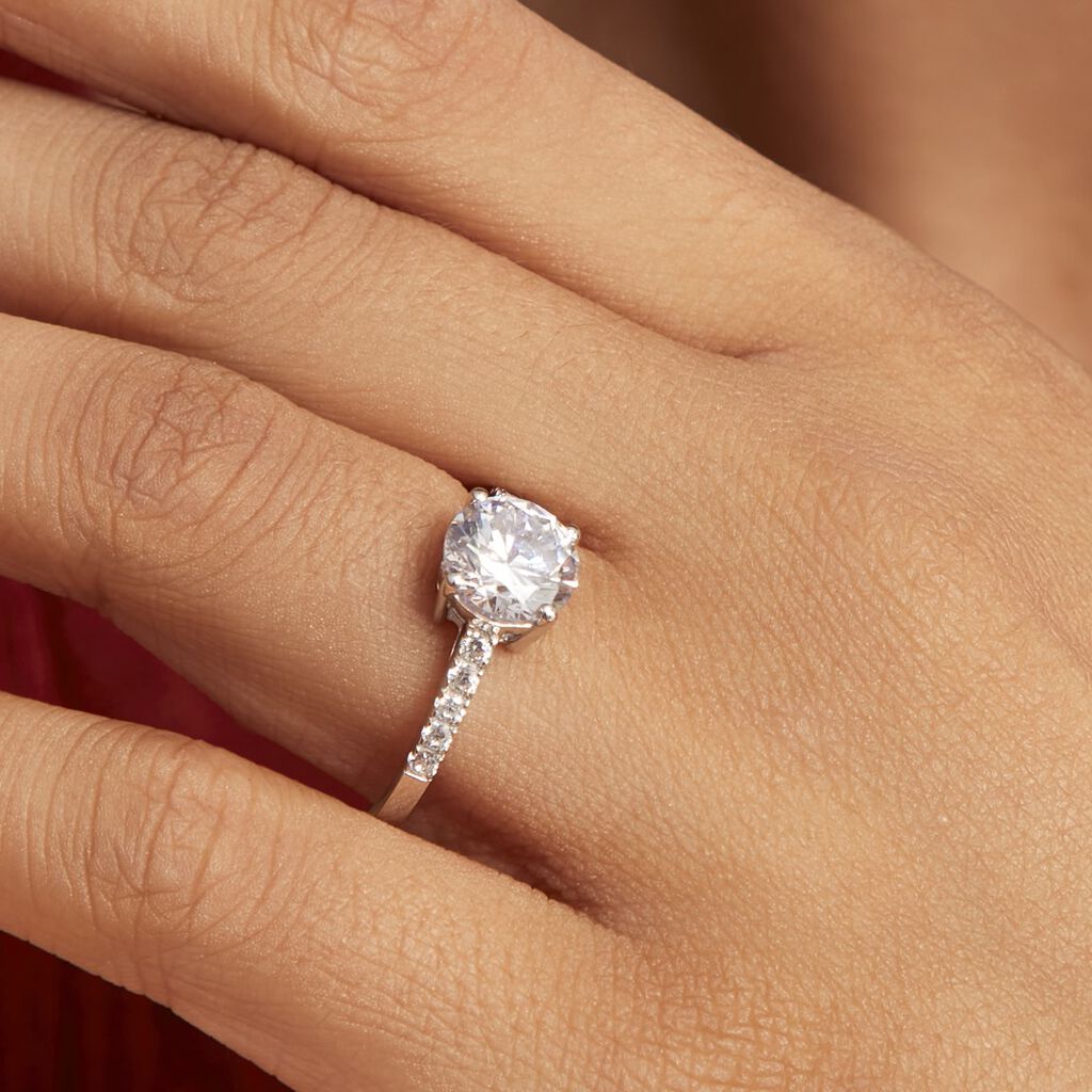 Bague Solitaire Terese Or Blanc Oxyde De Zirconium