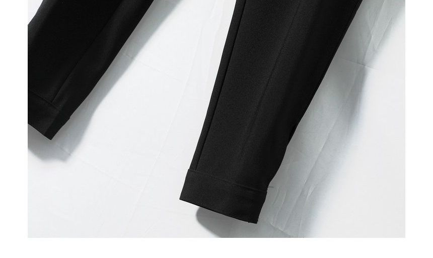 Sinlarity - Mid Rise Plain Cropped Tapered Dress Pants