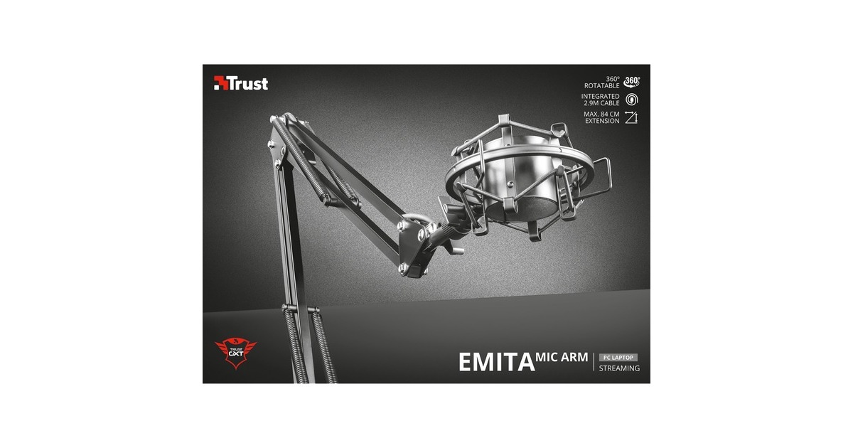 TrustGXT 253 Emita Streaming Microphone Arm bevestiging  (Zwart, 22563)