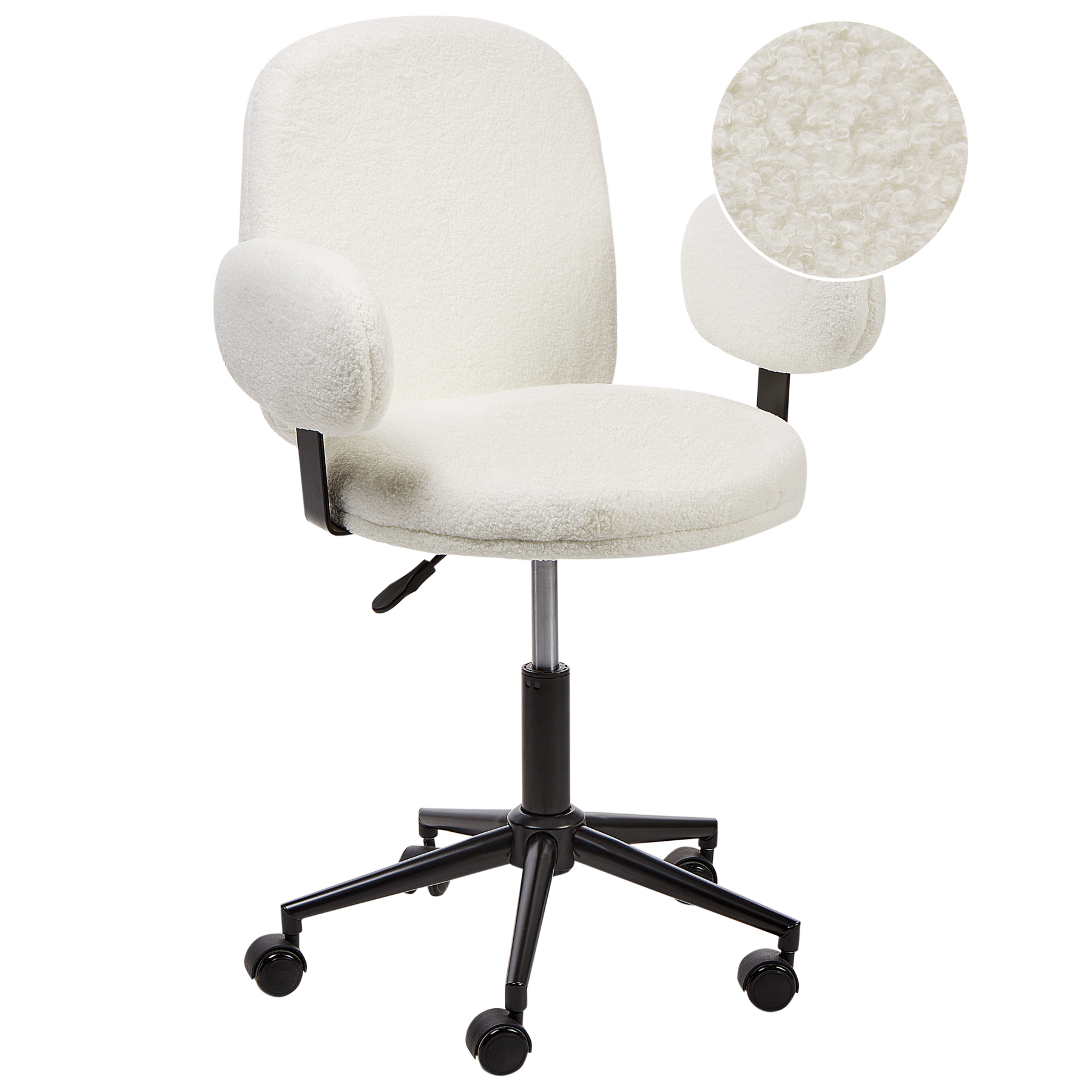 Beliani - MORAGA - Bureaustoel - Gebroken wit - Bouclé