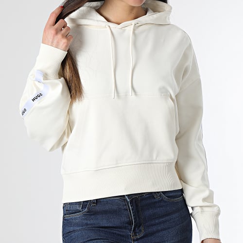 Sweat Capuche Crop A Bandes Femme Defira 50489128 Beige