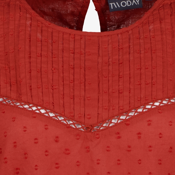 TwoDay dames blouse oranje met embroidered hals