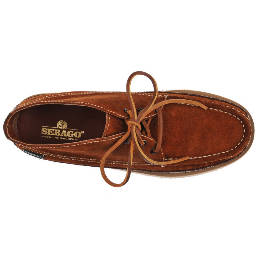 MAKWA SUEDE CANOE MOC TUMBLED DARK BROWN MILITARY-Mocassin en cuir pour homme