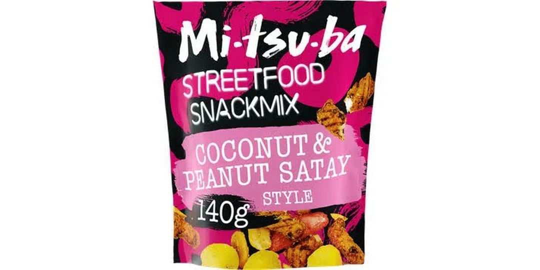 Mitsuba Kokosnuss & Erdnuss Satay Street Food Mix 140 g Knuspriger Snack mit Kokosnuss- und Erdnuss-Satay-Geschmack