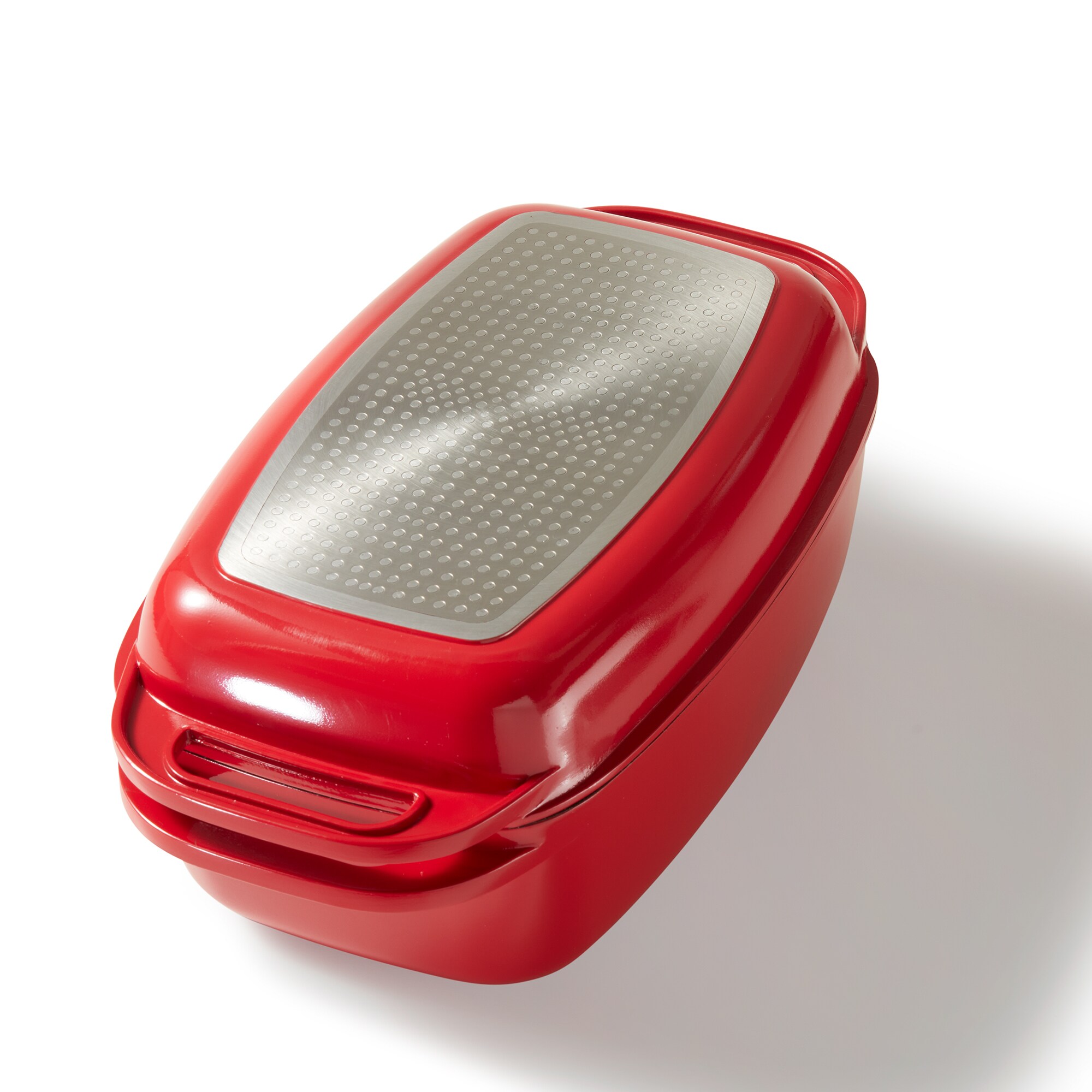 STONELINE® Bräter 40 x 22 cm mit Deckel, Backofen und Induktion geeignet, Antihaftbeschichtung, rot