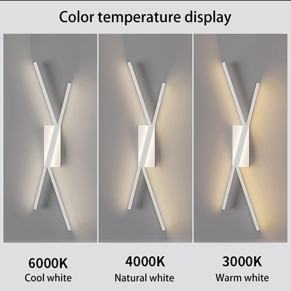 Moderne LED-Wandleuchten, Lineare LED-Wandleuchte mit 3 Farbmodi, Schwarz, Weiß, 60–100 cm(Dark,60cm)
