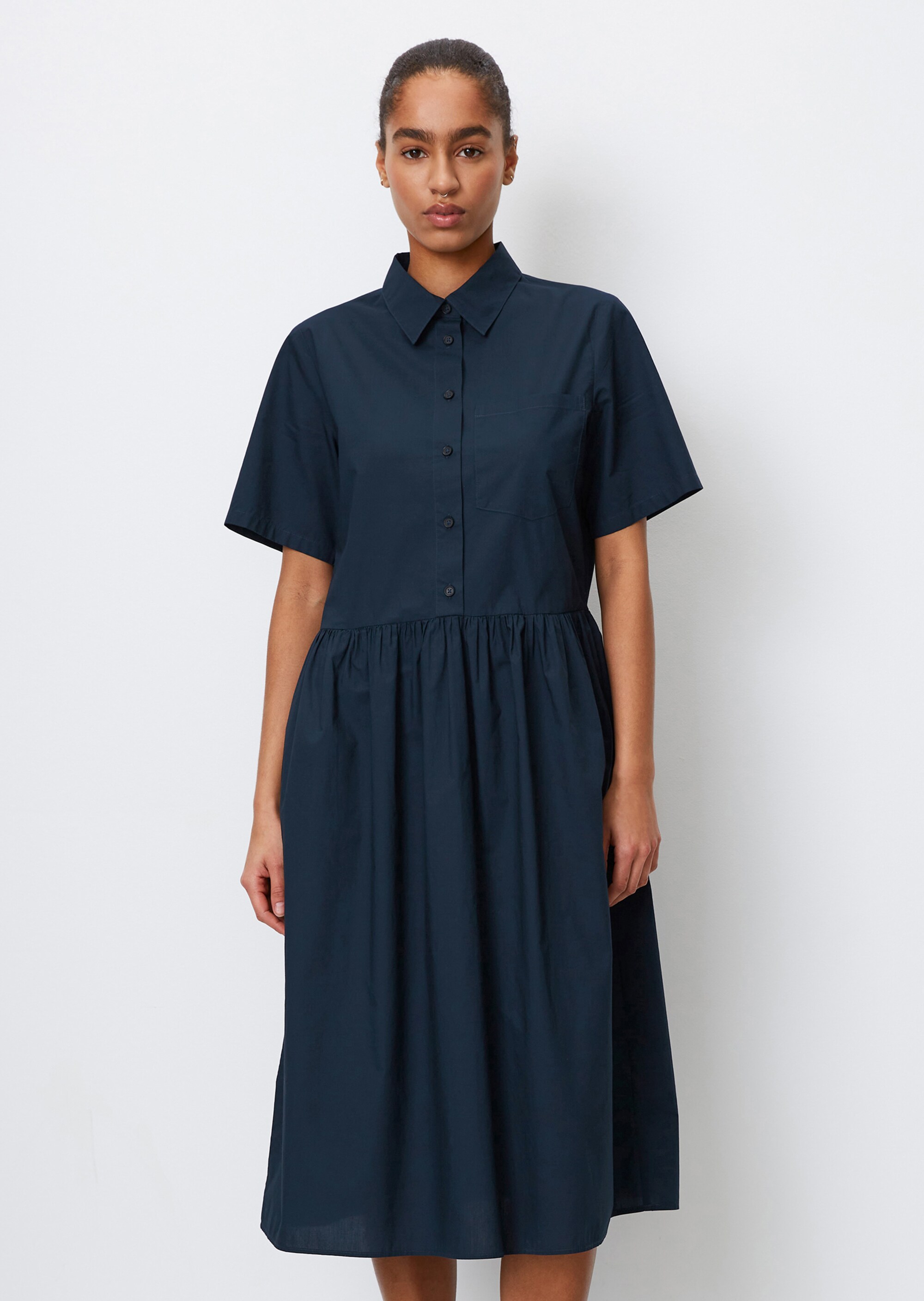 Hemdblusenkleid regularaus soft gewebter Baumwolle