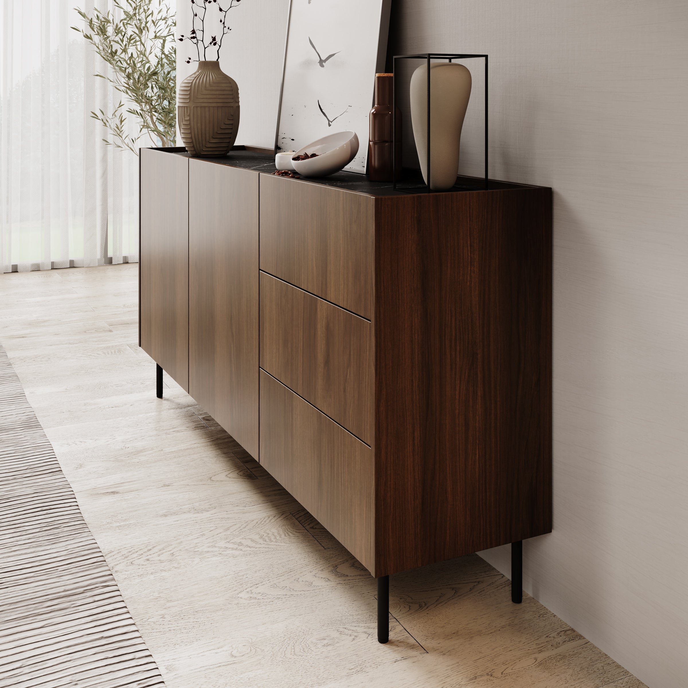 Tahiti - Dressoir - Donker eiken - 160x37x78 cm
