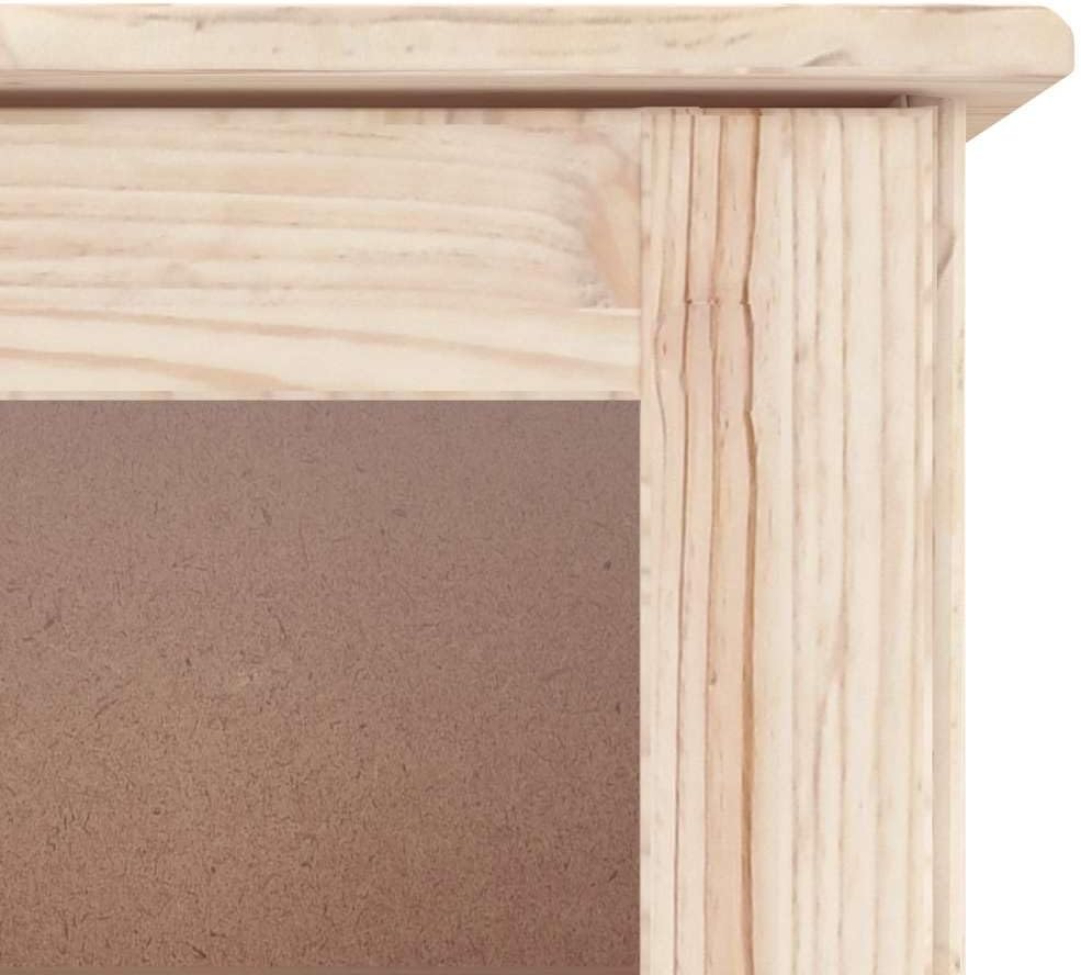 vidaXL Highboard, Kommode mit Schubladen Glastüren, Buffetschrank Vitrinenschrank, Schrank Beistellschrank für Küche Wohnzimmer, Massivholz Kiefer