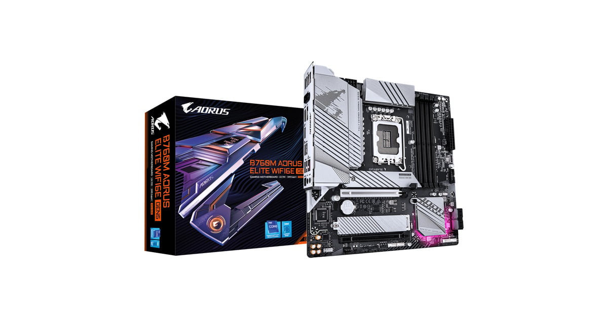 GIGABYTEB760M AORUS ELITE WIFI6E GEN5 socket 1700 moederbord  (Wit, RAID, 2.5Gb-LAN, Wi-Fi 6E, BT 5.3, Sound, µATX)