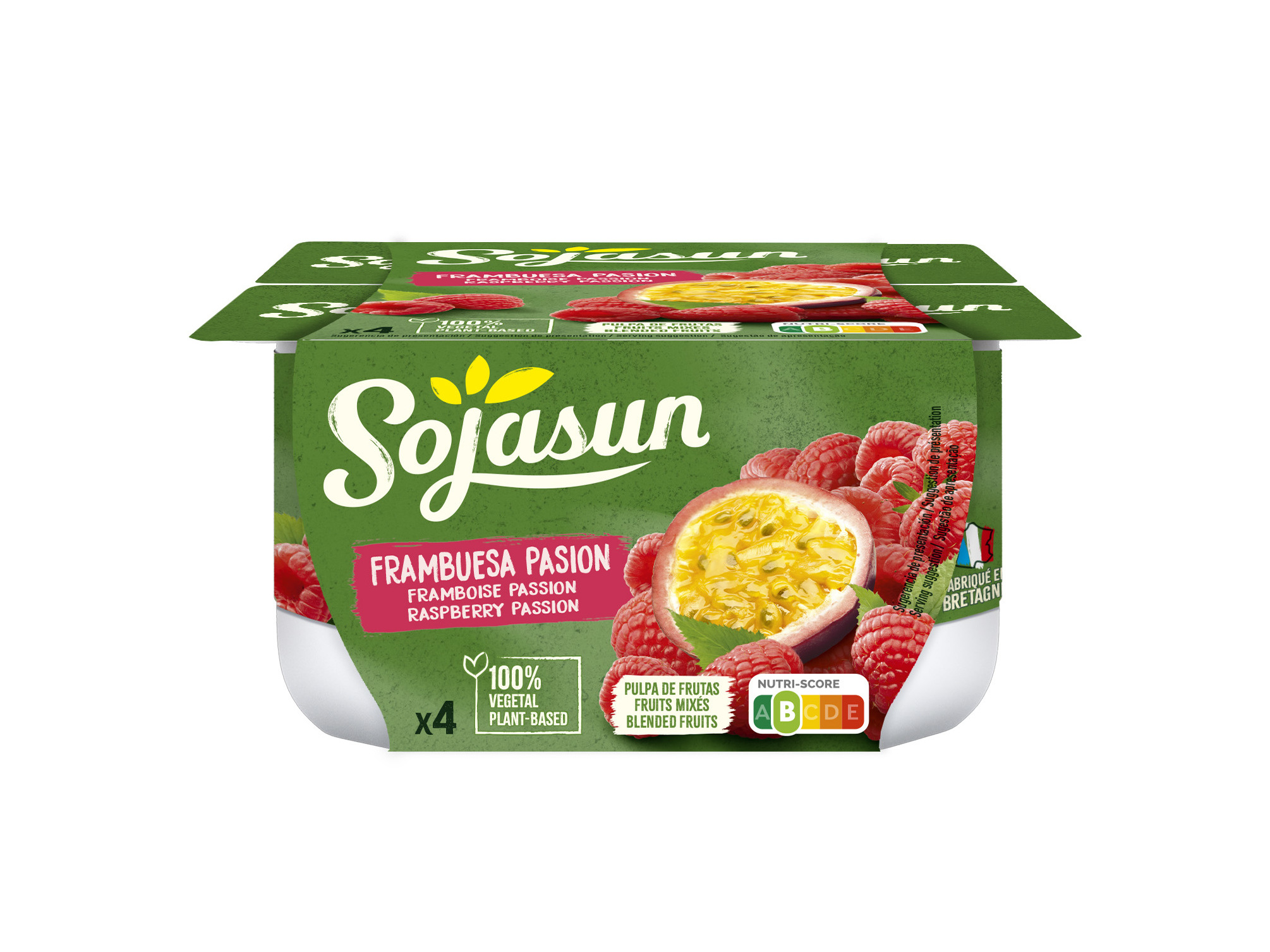 SOJAGURTE SOJASUN FRAMBOESA E MARACUJAÁ 4X100G