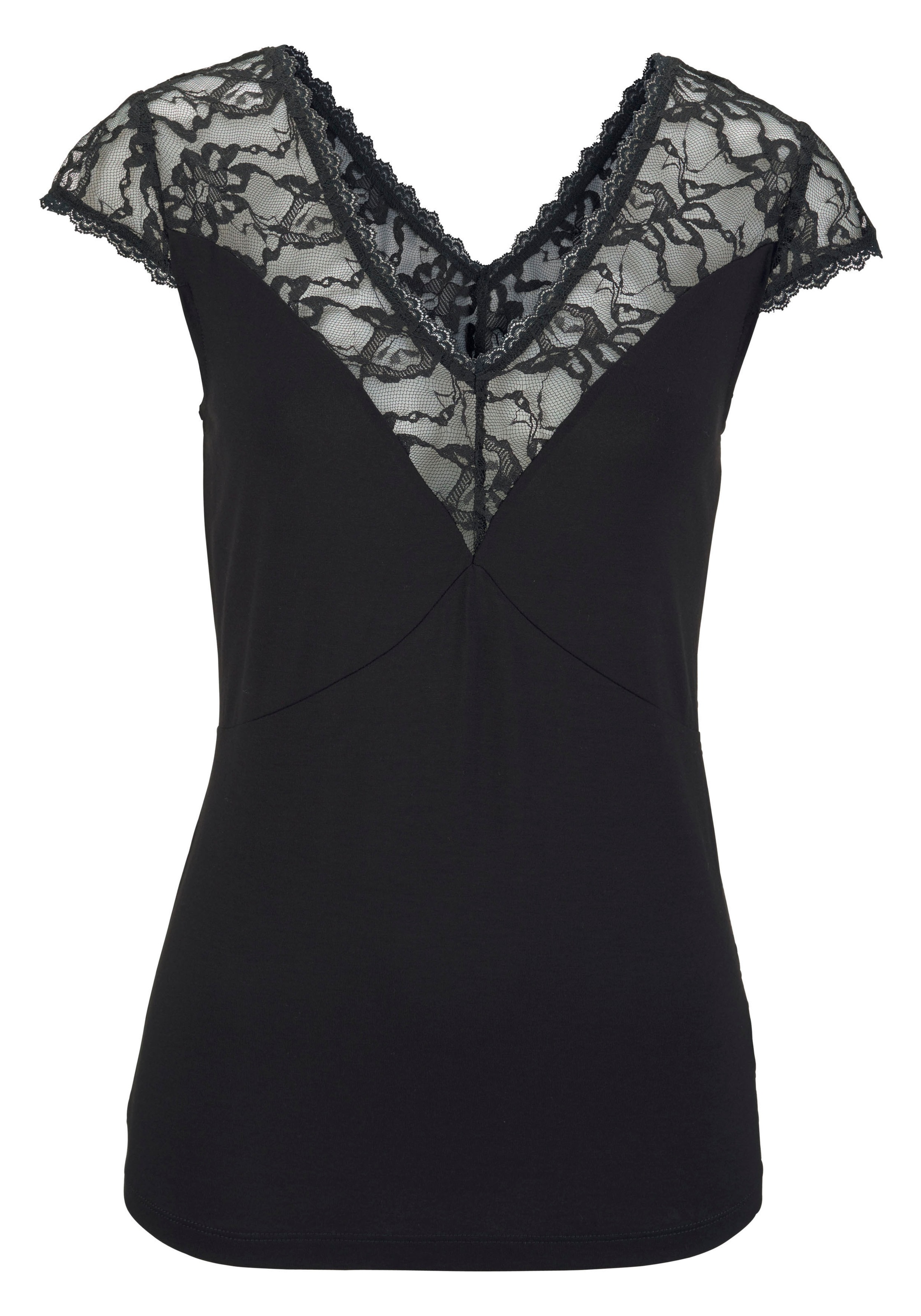 Melrose Spitzenshirt , taillierter Schnitt,  elastisches Material,  mit Spitzenband