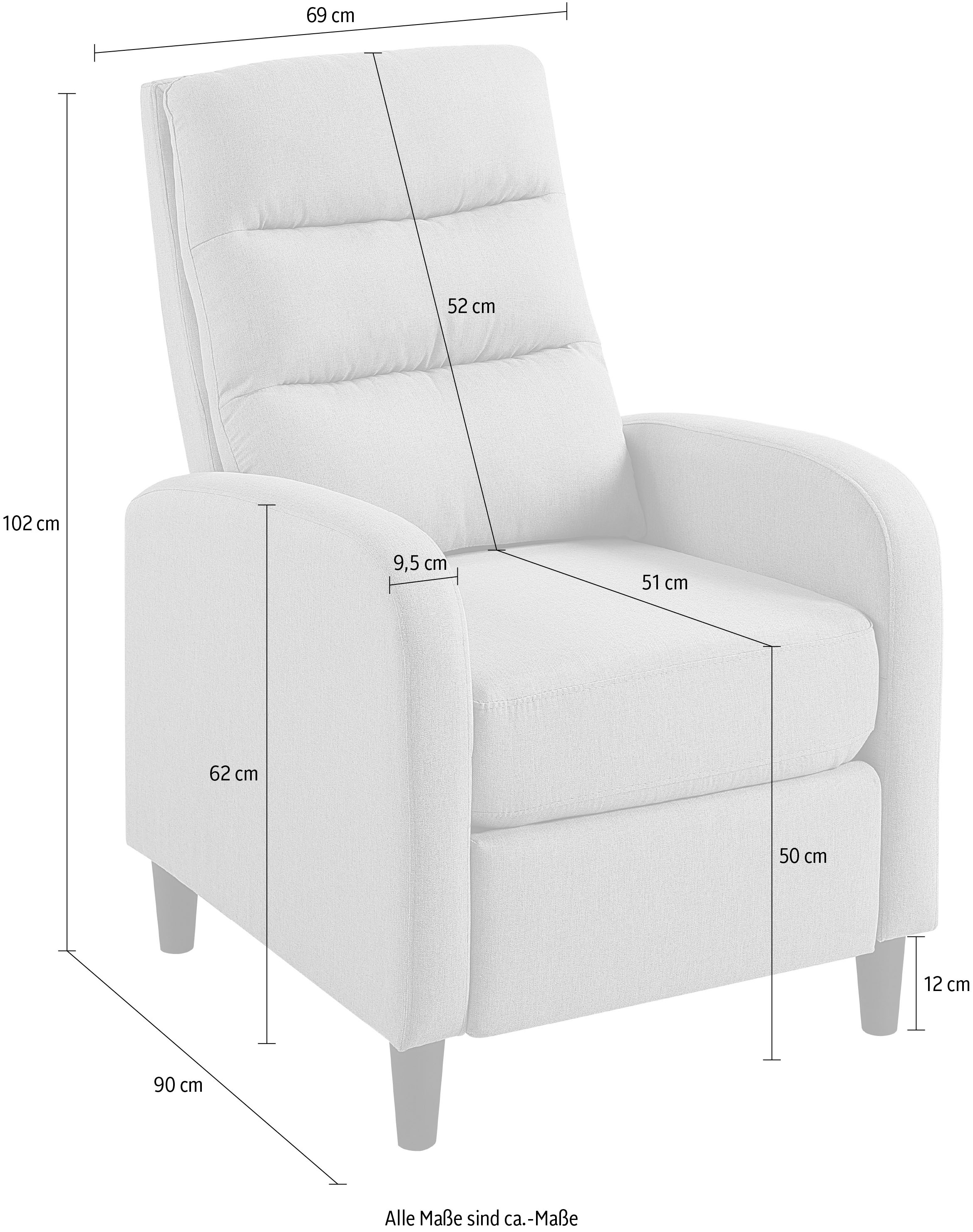ATLANTIC home collection Relaxsessel »Tiago« mit Körperdruck aktivierbarer Relaxfunktion, Wellenunterfederung