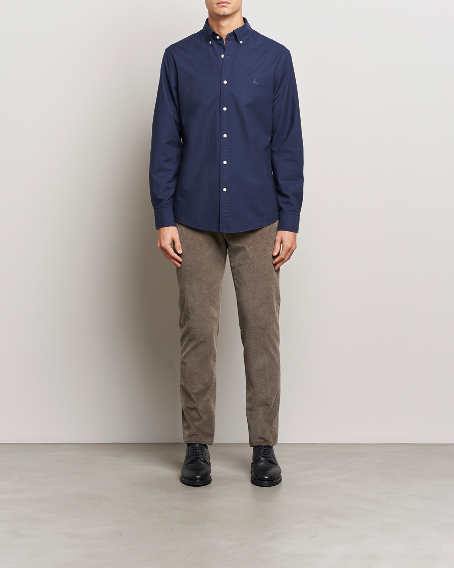 Charles Tyrwhitt Button Down Stretch Oxford Shirt Navy