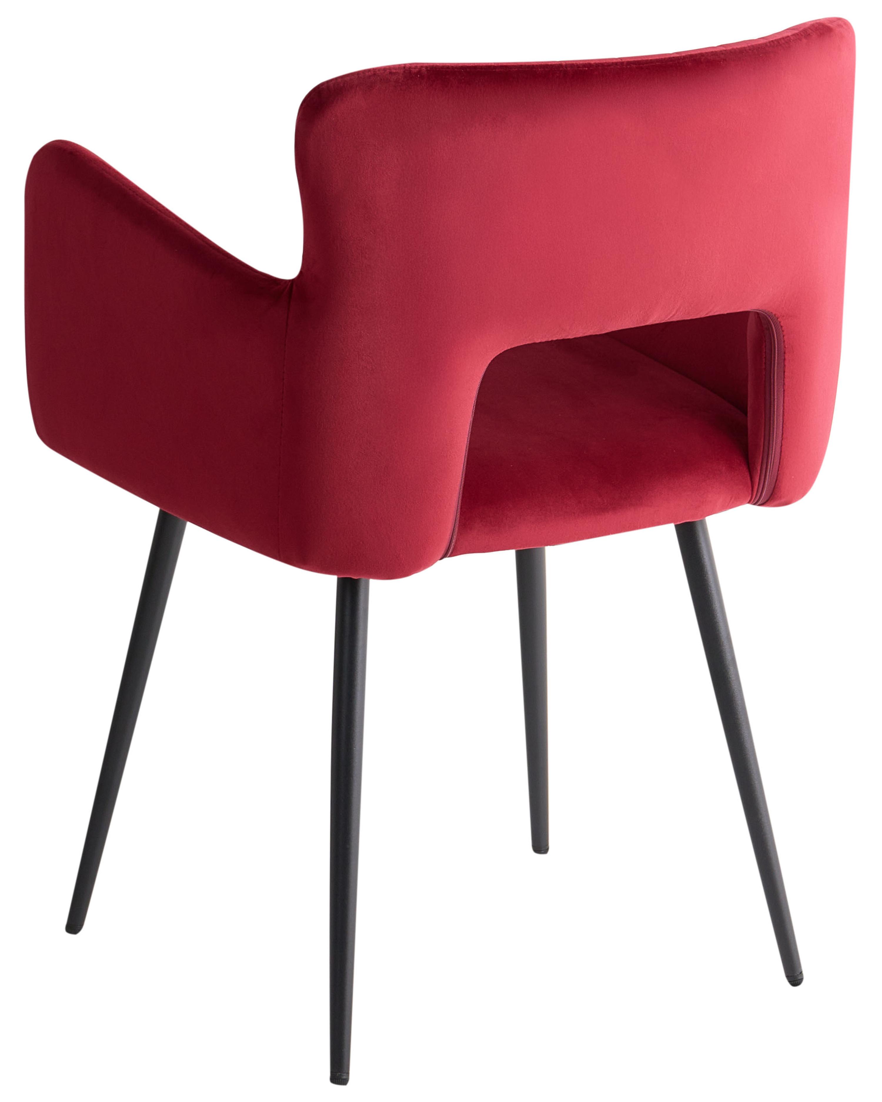 Set van 2 eetkamerstoelen SANILAC Fluweel Donkerrood