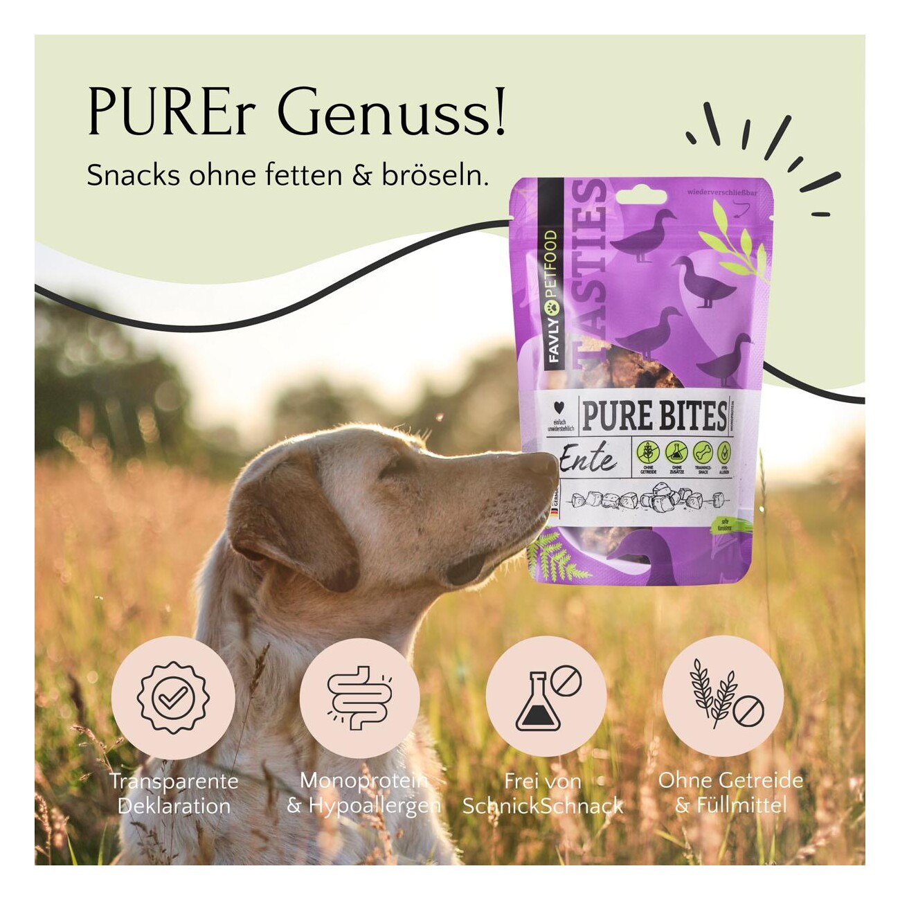 FAVLY Petfood PURE Bites Ente 360 g