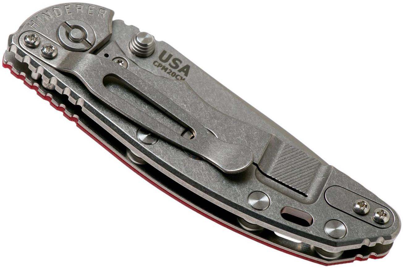 Rick Hinderer XM18 3.0” Spearpoint Non-Flipper CPM 20CV Red G10 zakmes
