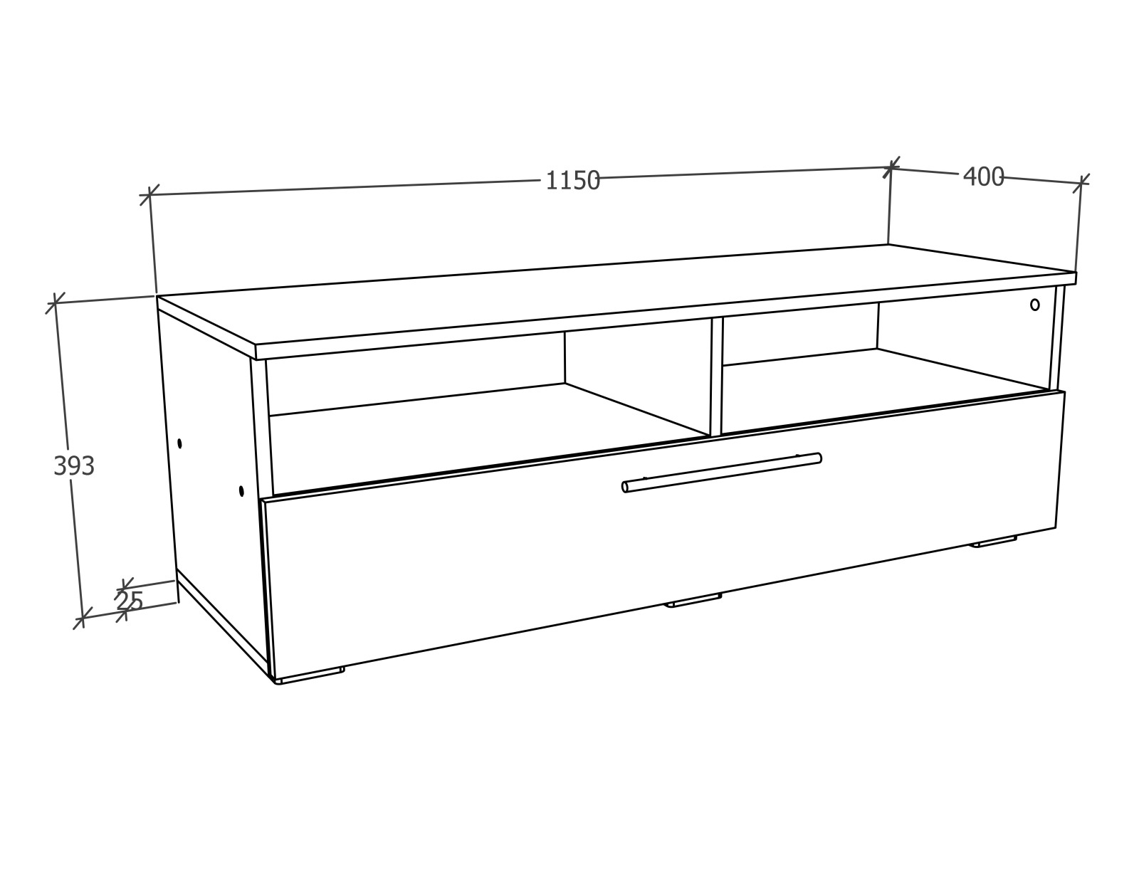 TV-Lowboard ARILA XL - weiß - 115 cm
