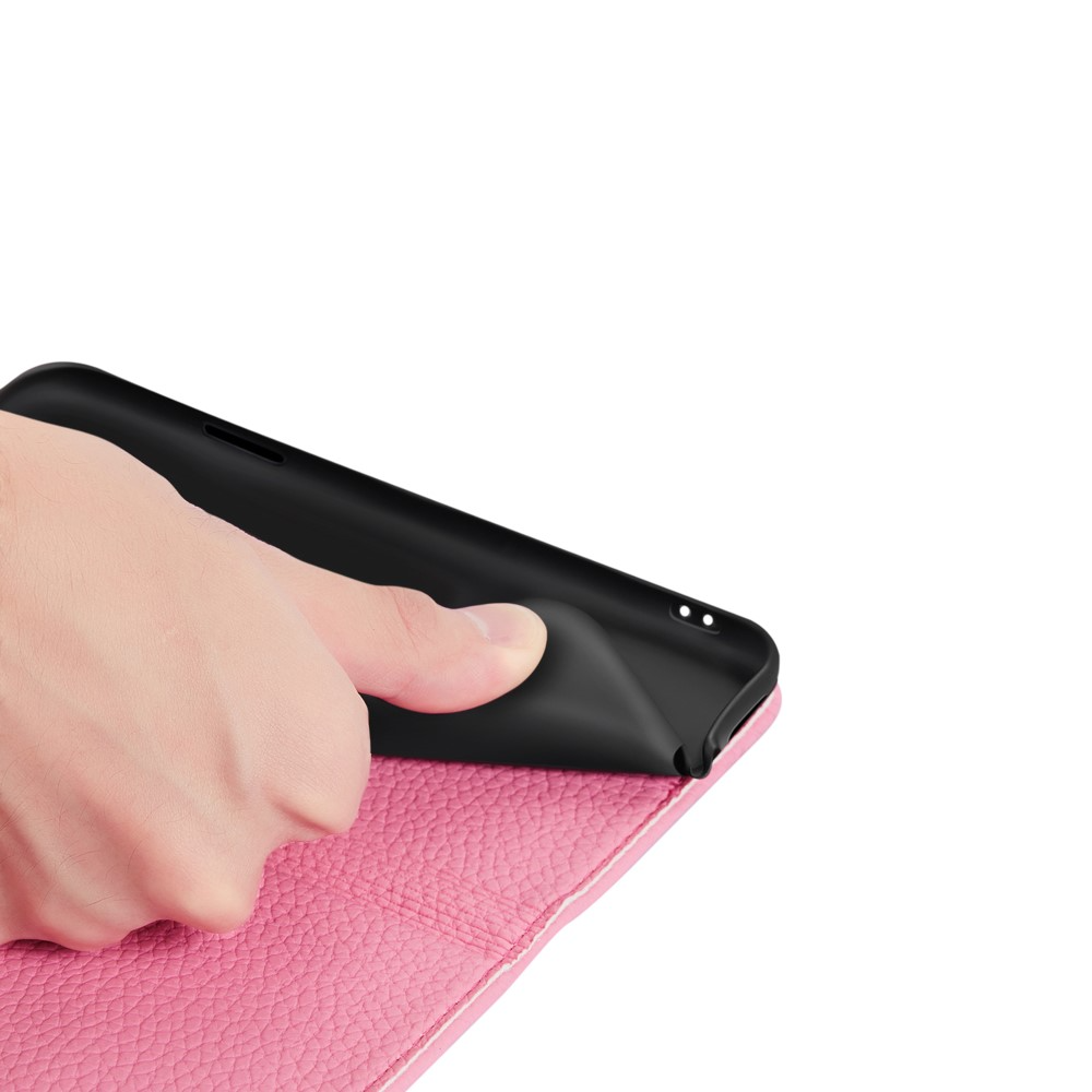 Samsung Galaxy S21 FE 5G Leder Tasche Flip Cover Litchi Look - Rosa