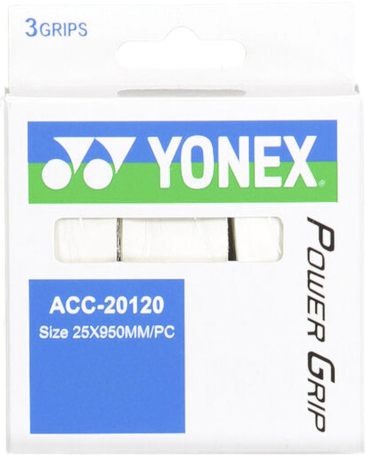 Yonex Power Grip, greb til ketcher, 3 styk. Hvid