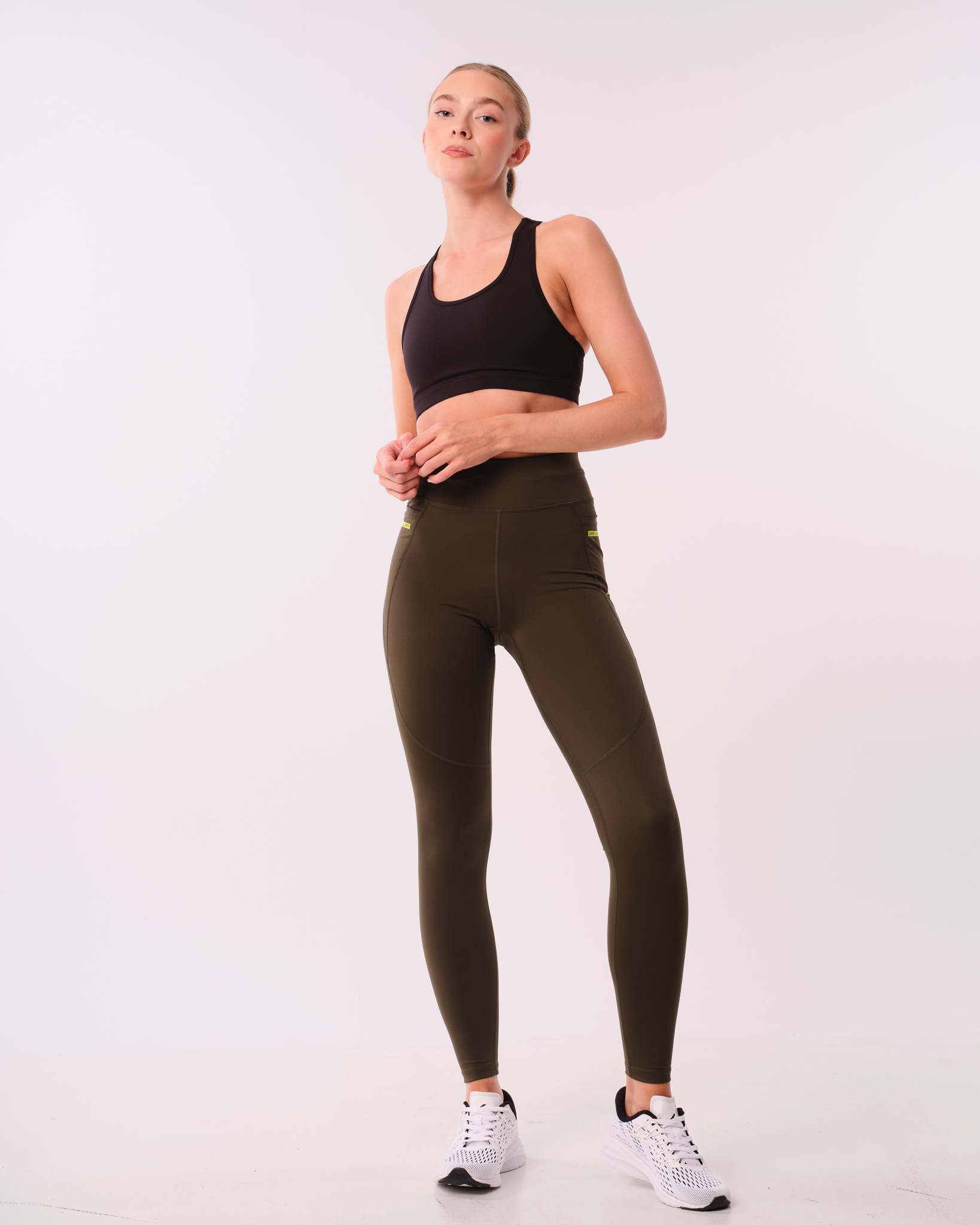LEVITY Conquer Running Pocket Tights Green Forest