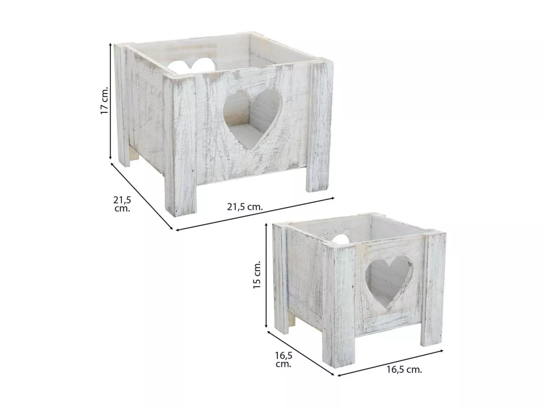 Ensemble de 2 paniers en bois blancs