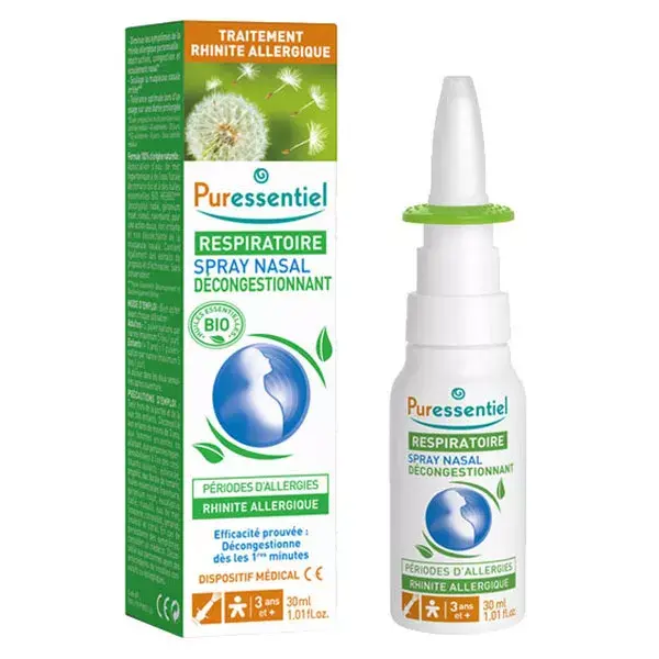 Spray Descongestionante Nasal Respiratório Puressentiel para Alergias com Óleos Essenciais Orgânicos 30ml
